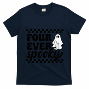 4th Fourth Birthday Four Year Old Halloween Four Ever Spooky T-Shirt - Navy Blue