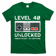 40 Year Old Forty Birthday Gift Level 40 Unlocked Gamer T-Shirt - Green