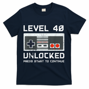 40 Year Old Forty Birthday Gift Level 40 Unlocked Gamer T-Shirt - Navy