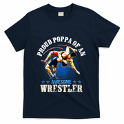 Wrestling Proud Poppa Of An Awesome Wrestler Backside T-Shirt