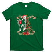 Funny Christmas Skeleton Sorta Merry Sorta Scary Tree Xmas T-Shirt