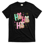 HO HO HO Merry Christmas Coquette Bow Xmas Trees Holiday T-Shirt