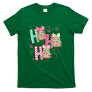 HO HO HO Merry Christmas Coquette Bow Xmas Trees Holiday T-Shirt