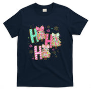 HO HO HO Merry Christmas Coquette Bow Xmas Trees Holiday T-Shirt