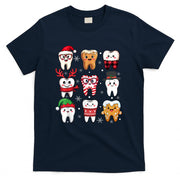 Funny Dental Christmas Cute Teeth Costume Dentist Santa Hat T-Shirt