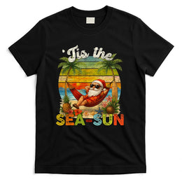 Tis The Sea-Sun Funny Christmas In July Hawaii Santa Beach T-Shirt
