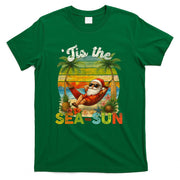 Tis The Sea-Sun Funny Christmas In July Hawaii Santa Beach T-Shirt