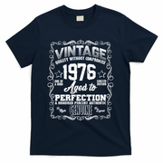 50th Birthday 1976 Vintage Quality Without Compromise Aged To Perfection Genuine T-Shirt - Navy