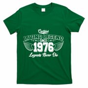 50th Birthday Certified Living Legend Since 1976 Legends Never Die Vintage Wings T-Shirt - Green