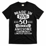 50th Birthday Made In 1976 50 Years Of Being Awesome Limited Edition T-Shirt - Black