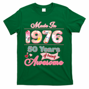 50th Birthday Pink Floral Made In 1956 Years Of Being Awesome T-Shirt - Green
