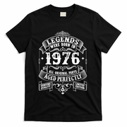 50th Birthday Vintage Scroll Border Legends Were Born Age Perfectly 1976 T-Shirt - Black