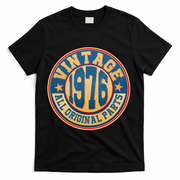 50th Birthday Vintage 1976 All Original Parts Shield Emblem  T-Shirt - Black