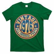 50th Birthday Vintage 1976 All Original Parts Shield Emblem  T-Shirt - Green