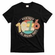 50th Birthday Vintage 1976 All Original Parts Emblem T-Shirt - Black