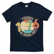 50th Birthday Vintage 1976 All Original Parts Emblem T-Shirt - Navy Blue