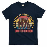 50th Birthday Vintage 1976 50 Years Of Being Awesome Limited Edition  T-Shirt - Navy Blue