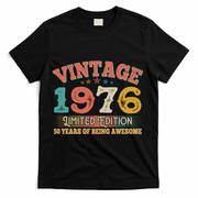 50th Birthday Vintage 1976 Limited Edition 50 Years Of Being Awesome T-Shirt - Black