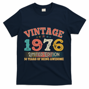 50th Birthday Vintage 1976 Limited Edition 50 Years Of Being Awesome T-Shirt - Navy