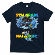 5th Grade Nailed It Axolotl Graduation Cap And Gown T-Shirt - Navy