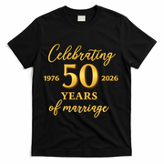 50 Years Of Marriage 1976-2026 50th Wedding Anniversary T-Shirt - Black