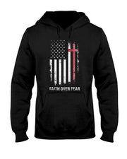 Christian Us Usa Flag American Christ Faith Over Fear Cross T-Shirt