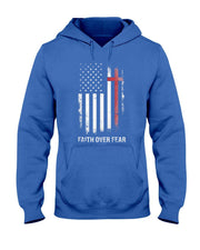Christian Us Usa Flag American Christ Faith Over Fear Cross T-Shirt