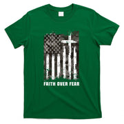 Faith Over Fear Christian Cross Camouflage American Flag T-Shirt