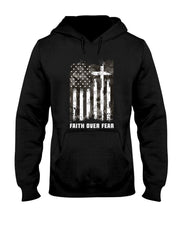 Faith Over Fear Christian Cross Camouflage American Flag T-Shirt