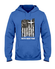 Faith Over Fear Christian Cross Camouflage American Flag T-Shirt