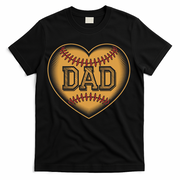 Father Heart With Baseball Design And Wooden Carving Text T-Shirt