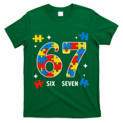 67 Autism Puzzle Six Seven T-Shirt - Green