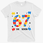 67 Autism Puzzle Six Seven T-Shirt - White