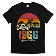 60th Birthday Retro Vintage 1966 Tropical Palm Trees T-Shirt - Black