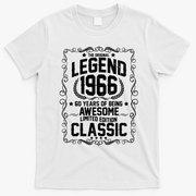 60th Birthday The Original Legend 1966 Awesome Classic  T-Shirt - White