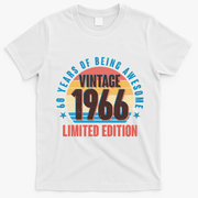 60th Birthday Vintage 1966 60 Years Of Being Awesome Limited Edition  T-Shirt - White