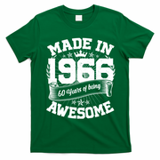 60th Birthday Vintage Crown Made In 1966 60 Years Of Being Awesome T-Shirt - Irish Green