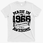 60th Birthday Vintage Crown Made In 1966 60 Years Of Being Awesome T-Shirt - White