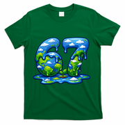6-7 Meme 67 Six Seven Earth T-Shirt - Green