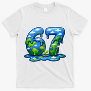 6-7 Meme 67 Six Seven Earth T-Shirt - White