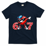 67 Meme 6-7 Heart Dabbing Six Seven Valentines Day T-Shirt - Navy