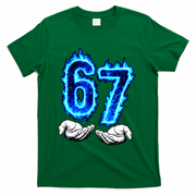 6-7 Meme Six Seven 67 Hands Meme Funny T-Shirt - Green