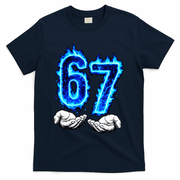 6-7 Meme Six Seven 67 Hands Meme Funny T-Shirt - Navy