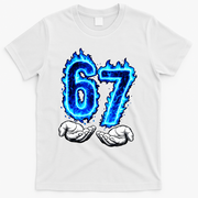 6-7 Meme Six Seven 67 Hands Meme Funny T-Shirt - White