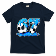 67 Soccer Melting Ice Cream Drip 6-7 Meme T-Shirt - Navy Blue