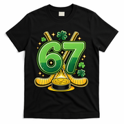 67 St Patricks Day Hockey Clover 6-7 Meme T-Shirt - Black