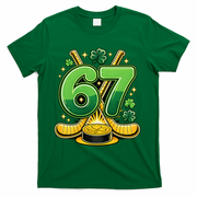 67 St Patricks Day Hockey Clover 6-7 Meme T-Shirt - Green