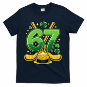 67 St Patricks Day Hockey Clover 6-7 Meme T-Shirt - Navy