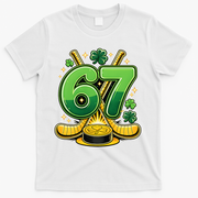 67 St Patricks Day Hockey Clover 6-7 Meme T-Shirt - White