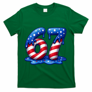 67 USA Flag Drip Patriotic 6-7 Meme T-Shirt - Green